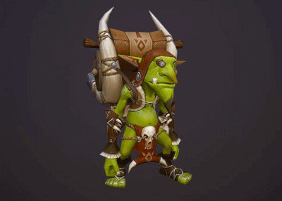 卡通喷火小地精手绘哥布林小妖精