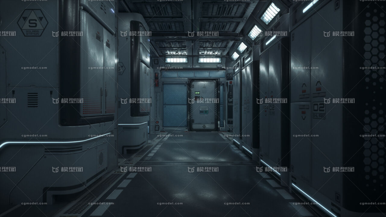 C4D科幻场景 太空飞船内部模型-科幻场景模型库-Cinema 4D(.c4d)模型下载-cg模型网