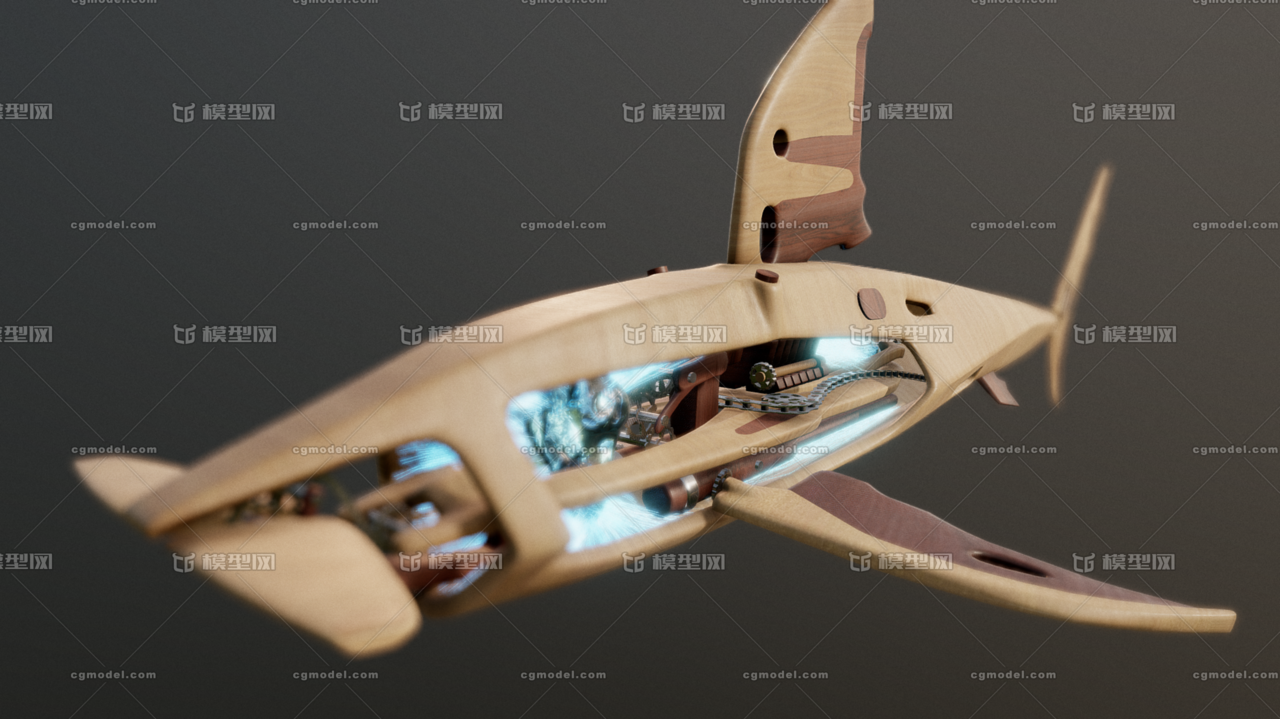 木质锤头鲨 鲸鱼设计 maya max fbx ****