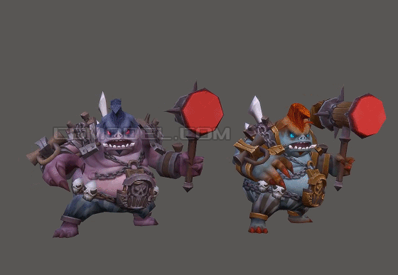 卡通 带动画 野猪怪 野猪精 手绘 猪妖 猪战士