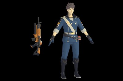 卡通军官 军人 帅哥 士兵 上尉上校 男生 男神 战士 指挥官 突击手 军