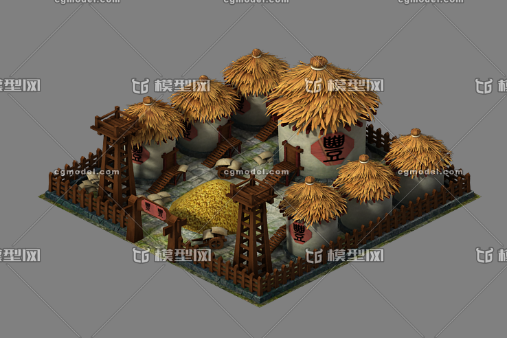 古代粮仓模型-历史建筑模型库-3ds Max(.max)模型下载-cg模型网