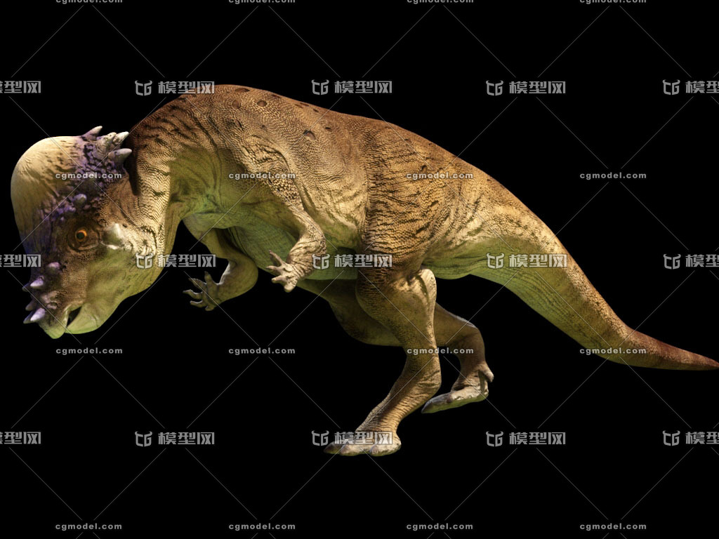 超全动作恐龙模型之14—肿头龙; 厚头龙, pbr贴图,带材质渲染,带绑定