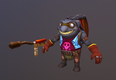 卡通喷火小地精手绘哥布林小妖精