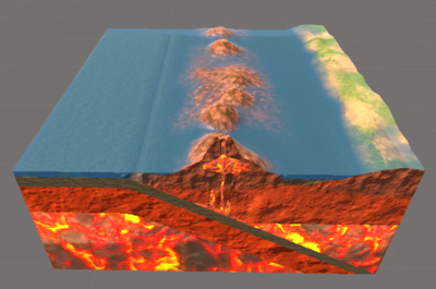 结构 火山喷发 火山剖面 岩浆喷发 岩浆房 虚拟现实 写实地壳板块模型