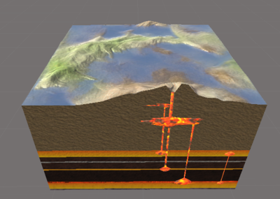 地壳结构 火山结构 火山喷发 火山剖面 岩浆喷发 岩浆房 虚拟现实