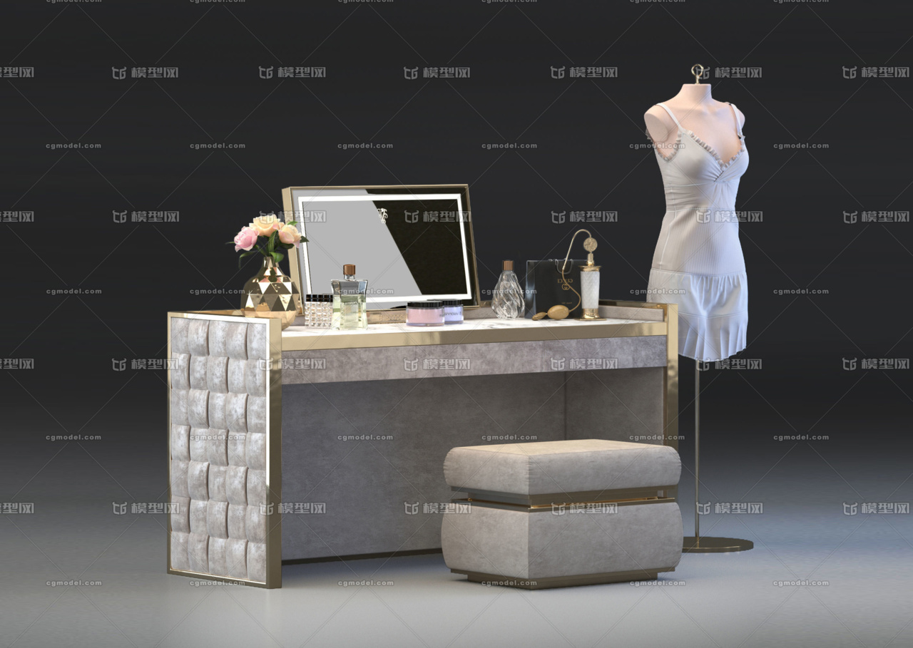 化妆间梳妆台模型 婚纱店化妆间模型模型-桌椅模型库-3ds Max(.max)模型下载-cg模型网