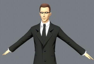 卡通 漫画 黑衣人 黑衣特警 手绘 男人  西装