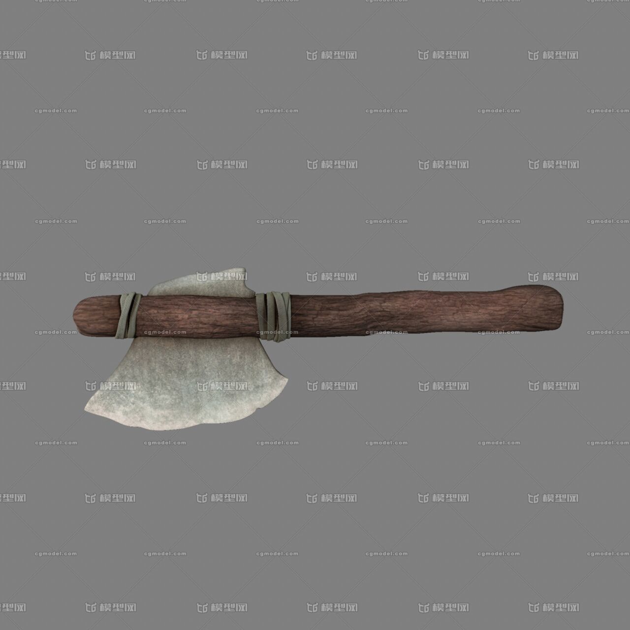 斧子 石器时代 石头斧子_xinxin5631作品_武器冷兵器_cg模型网