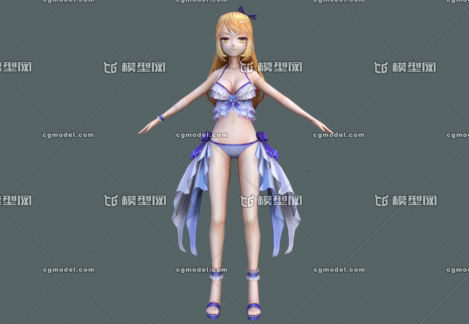 二次元卡通 泳装女孩 比基尼 少女   动漫女孩