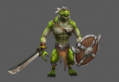 带动画 简模蜥蜴魔兵  手绘蜥蜴妖怪   士兵