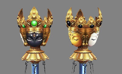 多面幡杖 幡旗 黑面菩萨 黑脸 白脸 金身 祷告 祈祷 法杖 法器 法宝