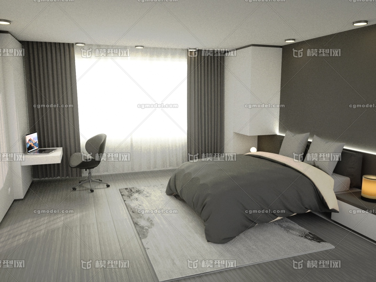 卧室场景C4D OC渲染模型-卧室模型库-Cinema 4D(.c4d)模型下载-cg模型网