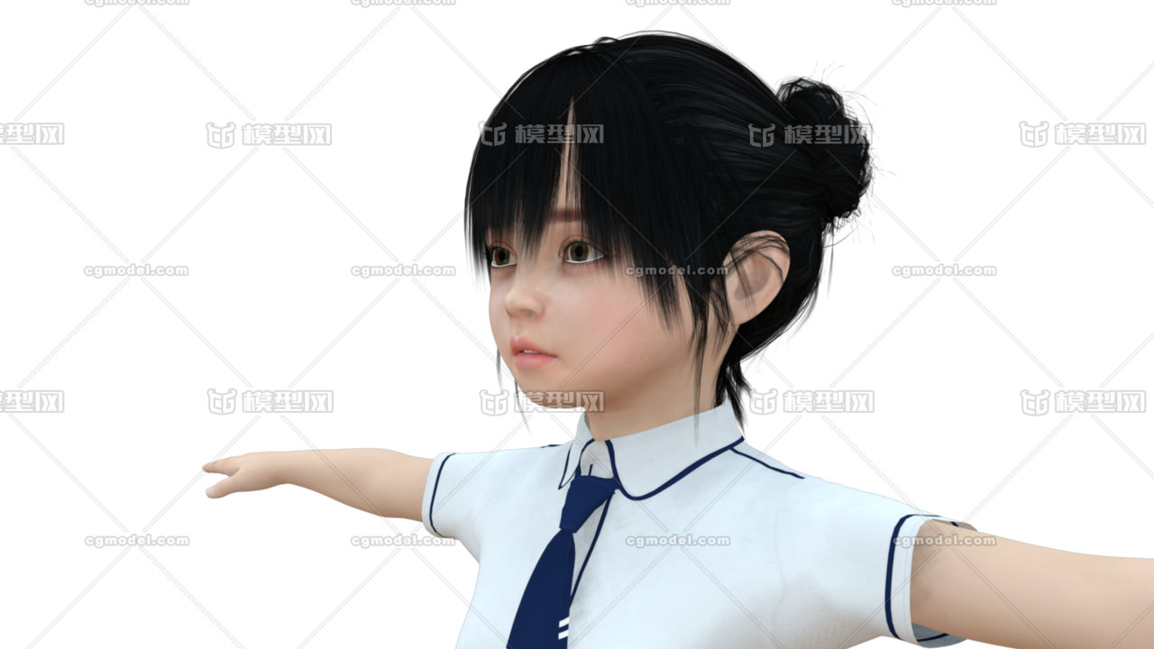 现代小学生 小女孩 女 学生 可爱 小美女 东方小美女 Cg模型网 Cgmodel 三维设计师交流互动平台 专注多品类3d模型下载 原创作品分享 软件学习