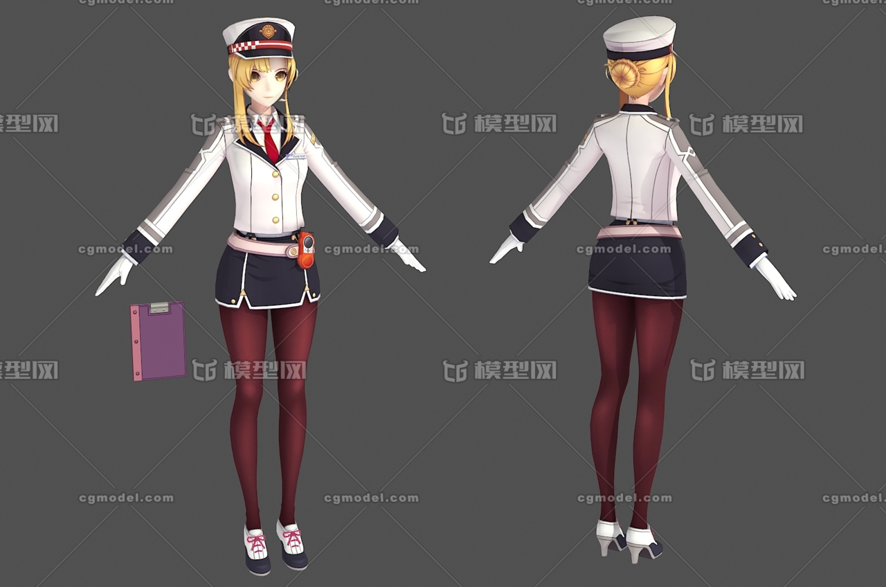 卡通q版电车乘务员制服 御姐高铁火车乘务员美少女女生性感女神二次元动漫日韩风 Cg模型网 Cgmodel 三维设计师交流互动平台 专注多品类3d模型下载 原创作品分享 软件学习