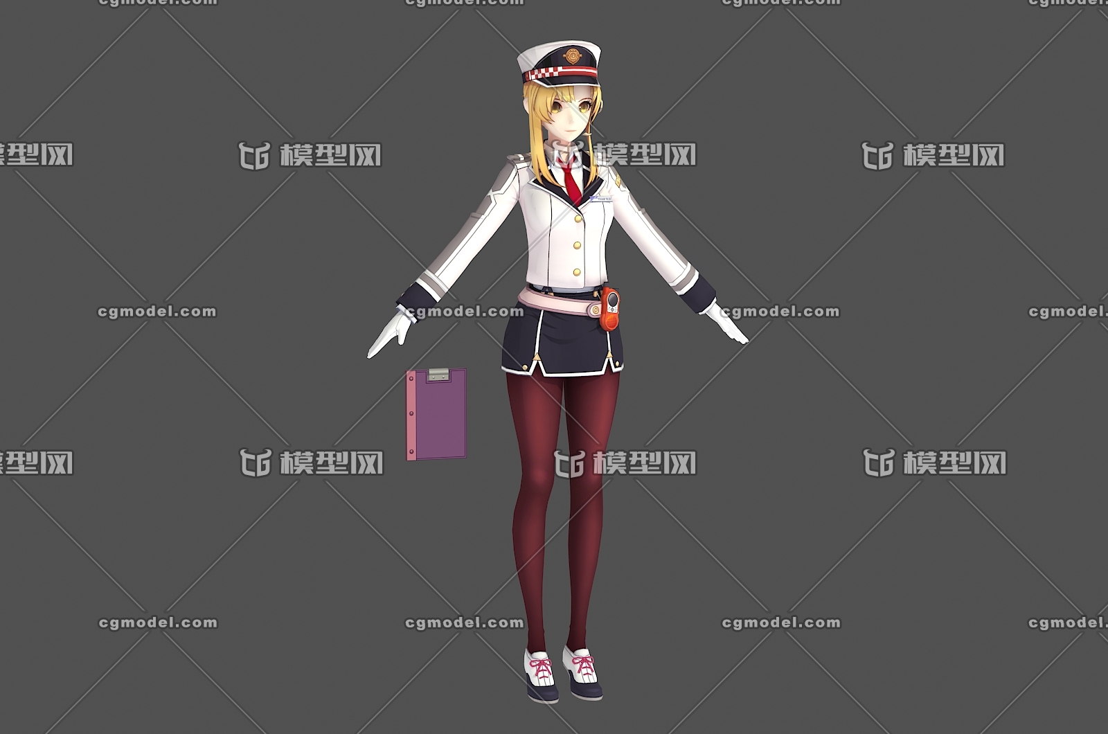卡通q版电车乘务员制服 御姐高铁火车乘务员美少女女生性感女神二次元动漫日韩风 Cg模型网 Cgmodel 三维设计师交流互动平台 专注多品类3d模型下载 原创作品分享 软件学习