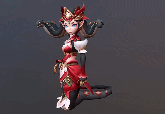 带动画  卡通 q版 美杜莎女王  手绘 蛇妖