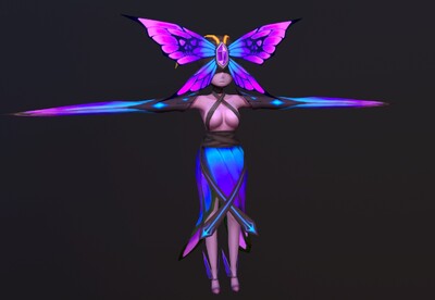 手绘简模蝴蝶女王带动画蝴蝶妖精