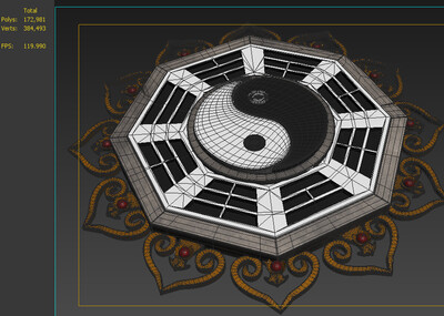 莲花法阵 东方太极台 太极八卦阵 祭坛 祭台 七星坛黑白太极石台平台