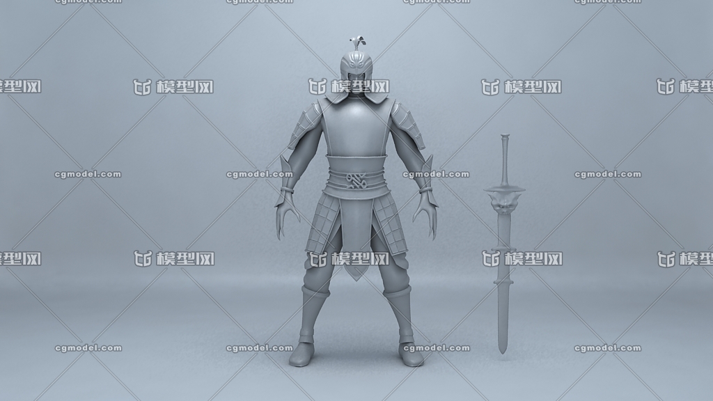 古代人物-武侠玄幻-武将 将军 士兵 盔甲 武器 长剑(含低模层级 uv已