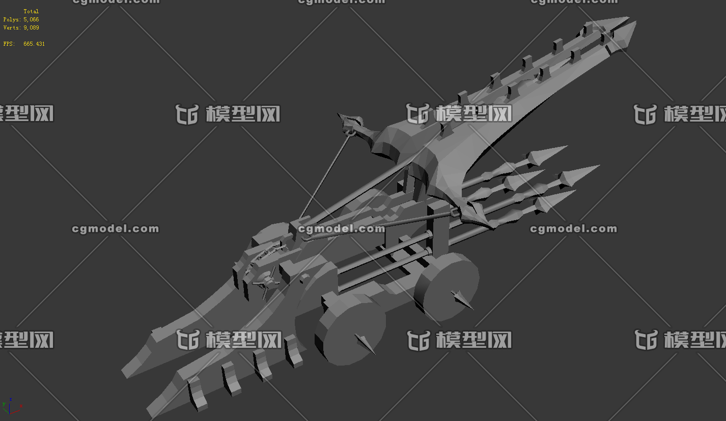 次時代寫實弩車,弓弩,大弩,內含obj文件