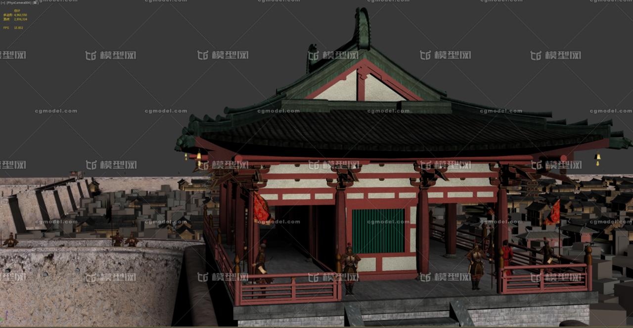 写实古建古城动画古镇古城鸟瞰古镇 It牛儿庄作品 场景古代场景场景古代场景 Cg模型网