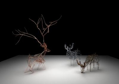 雕塑 梅花鹿 线框 艺术 动物_zero丶9520作品_雕塑/文物动物雕塑_cg