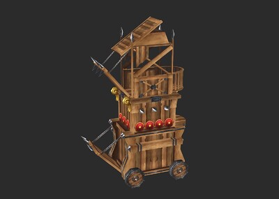 手绘攻城车攻城云梯可三渲二