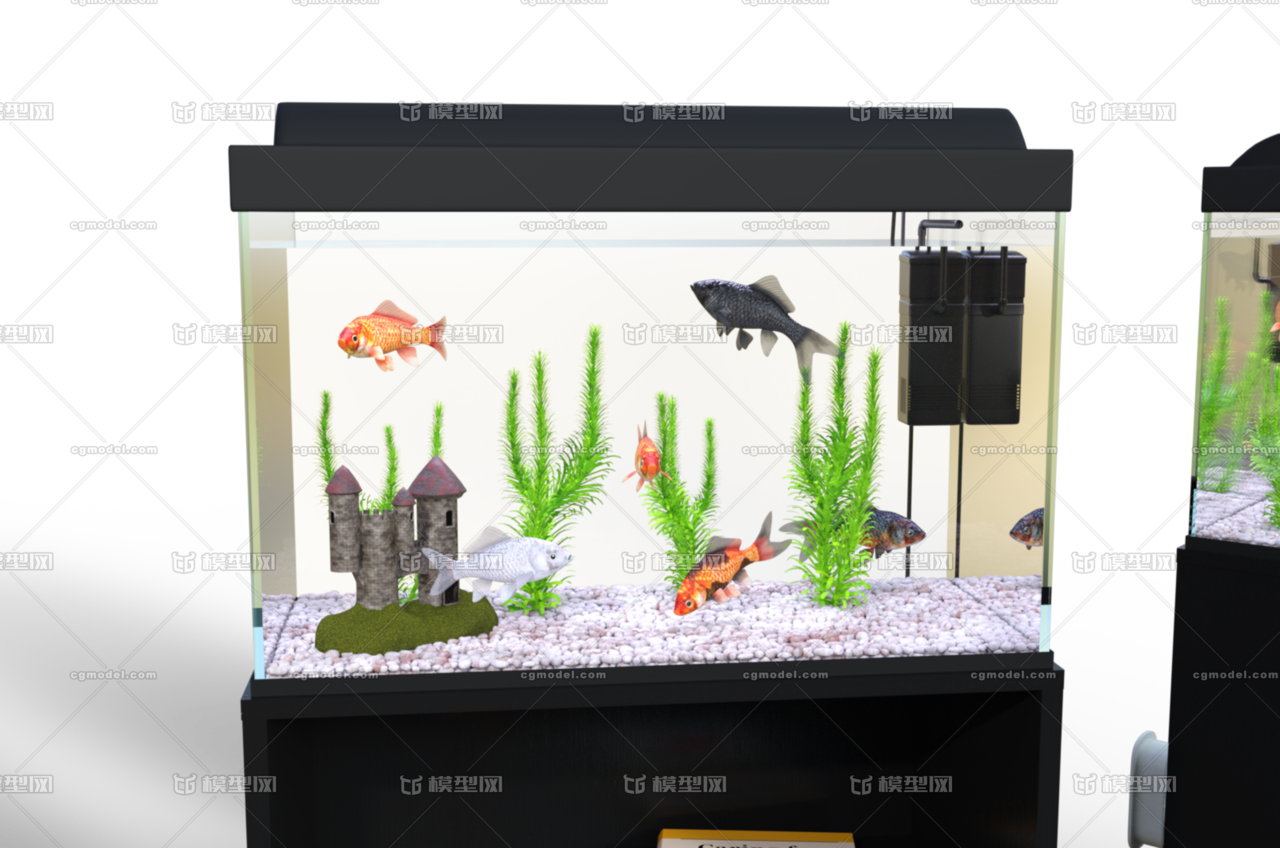鱼缸金鱼水族箱观赏鱼海底世界水草城堡景观 Cg模型网 Cgmodel 三维设计师交流互动平台 专注多品类3d模型下载 原创作品分享 软件学习