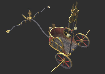 次世代简模 古埃及战车 写实pbr材质 法老战车 巡逻车 国王马车 牛车