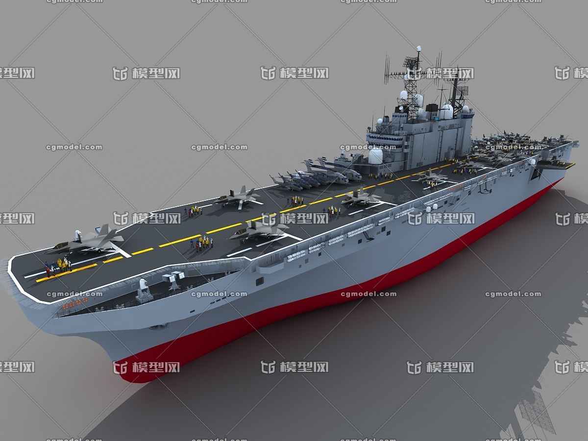 兩棲登陸艦3dmax模型兩棲攻擊艦3d模型登陸艇氣墊船obj登陸船fbx艦載