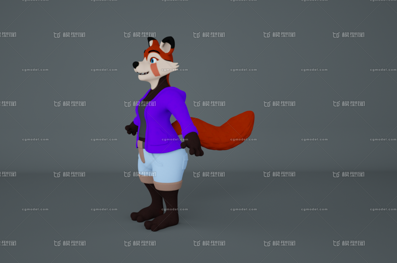 【带绑定无ik】人形狐狸 狐狸人 吉祥物 狐狸拟人 绑定 狐狸 穿衣服的