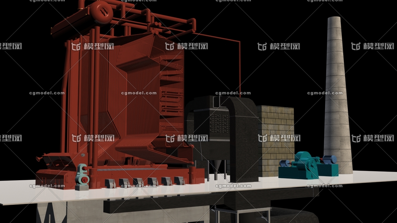 35t锅炉工作原理三维示意模型