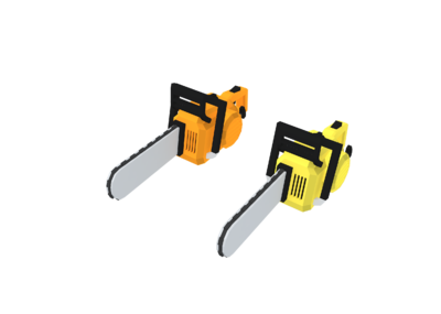 电锯 手拉锯 五金工具 木锯 卡通手绘低模 low poly 低多边形模型