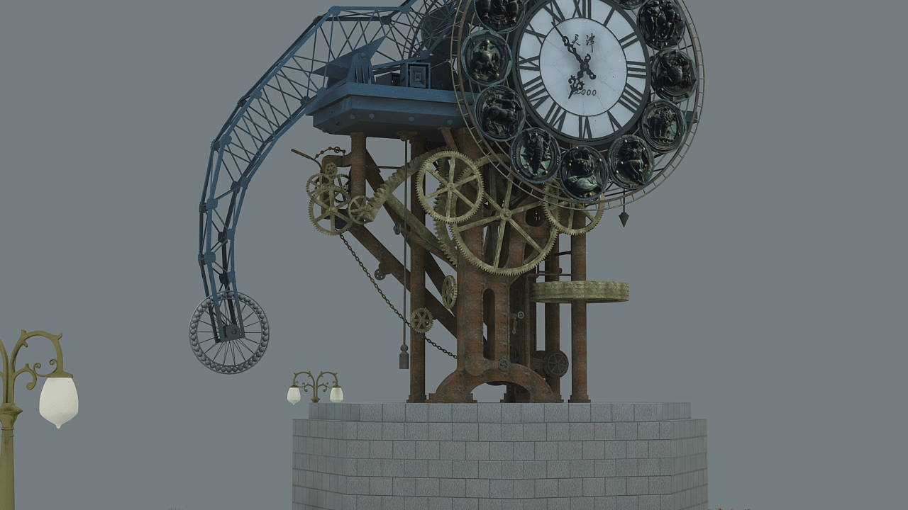 天津站世纪钟 大钟表模型-公共设施模型库-3ds Max(.max)模型下载-cg模型网