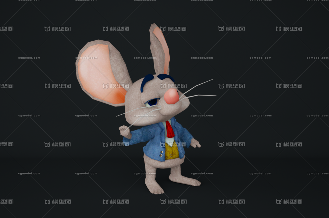 lowpoly卡通可爱老鼠 老鼠拟人 吉祥物 鼠年 q版老鼠人 穿西装的老鼠