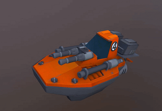 卡通q版小炮艇 有动画的 手绘 船