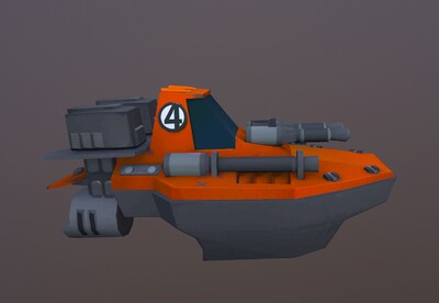 卡通q版小炮艇 有动画的 手绘 船