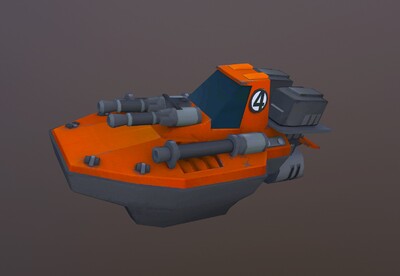 卡通q版小炮艇 有动画的 手绘 船