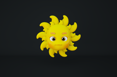 太阳公公 拟人太阳 可爱太阳  低面  【c4d源文件中oc渲染材质均为