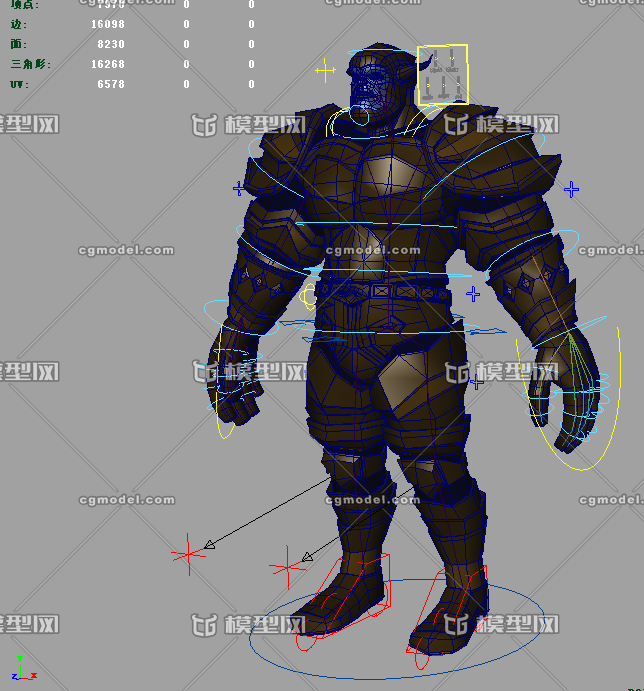 maya绑定异型怪物 铠甲战士 勇士 带简单表情绑定