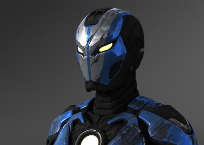 机甲战士pbr次时代科幻机器人未来铠甲太空人钢铁侠带骨骼绑定控制器