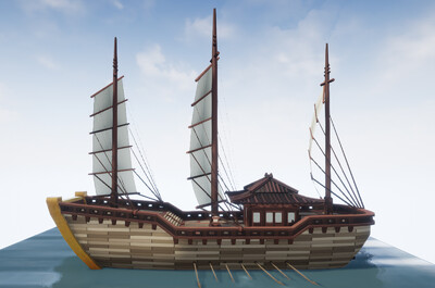 卡通高模汉风战船一比一_蒲思临渊作品_船艇古代船/仿古船_cg模型网