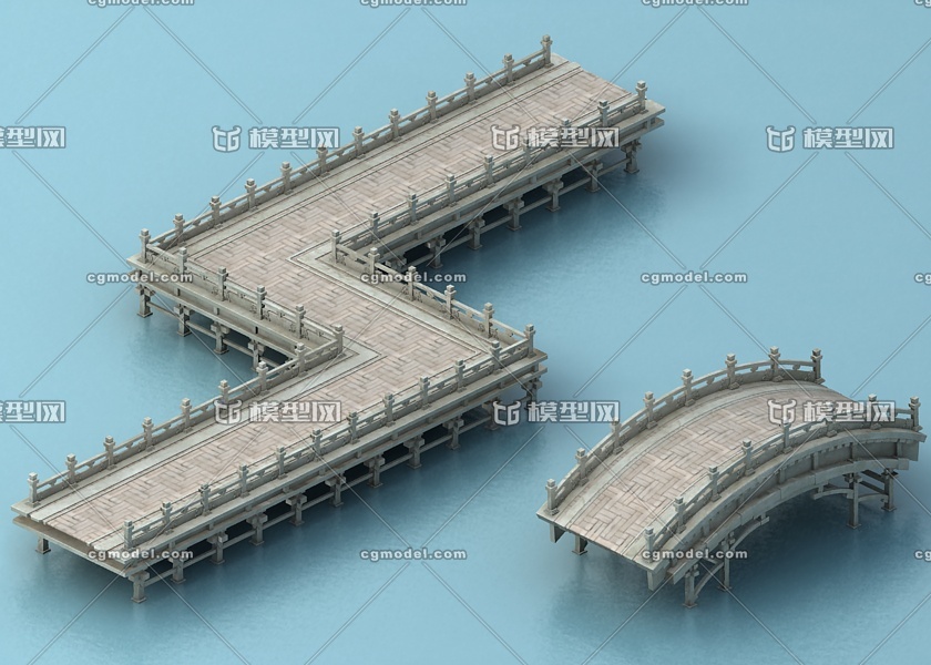 石桥 桥模型-场景部件模型库-3ds Max(.max)模型下载-cg模型网