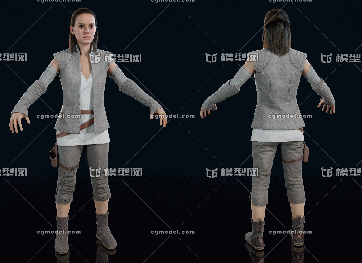 Swbf2 Rey 星球大战前线2 蕾伊模型-女人模型库-FBX(.fbx)模型下载-cg模型网