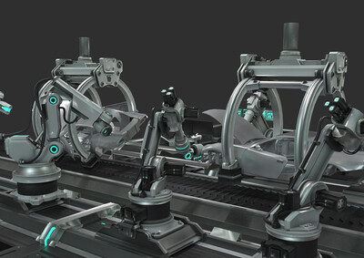 科幻生产线 pbr材质 科幻场景 汽车生产线 科幻流水线 科幻工厂 科幻