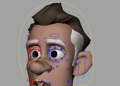 maya带表情绑定卡通老爷爷老人老头教师教授工作者研究人员模型素材带