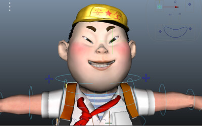 点个赞呗小胖男孩小学生学渣男生模型,有绑定有材质有贴图脸部有表情