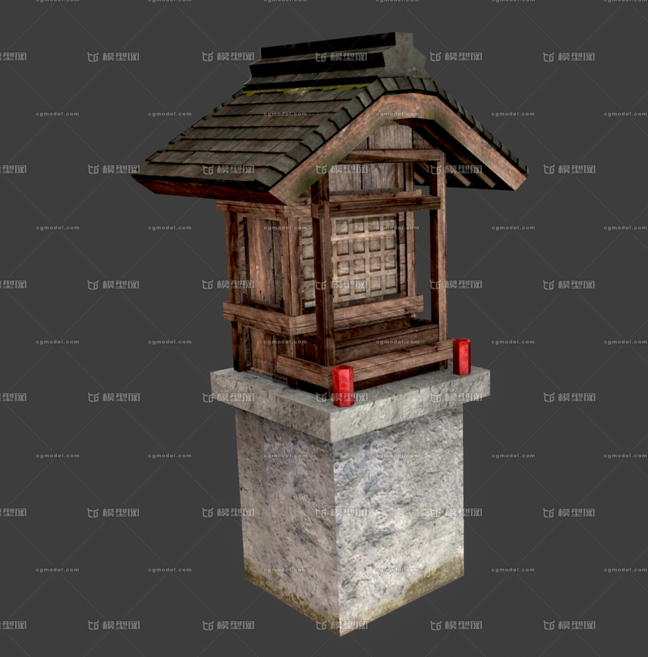 中式场景 神社部件模型-场景部件模型库-Marmoset Toolbag(.tbscene/.tbmat)模型下载-cg模型网