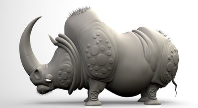 犀牛,可爱犀牛,zbrush雕刻[无贴图 无材质 封面图为keyshot渲染]